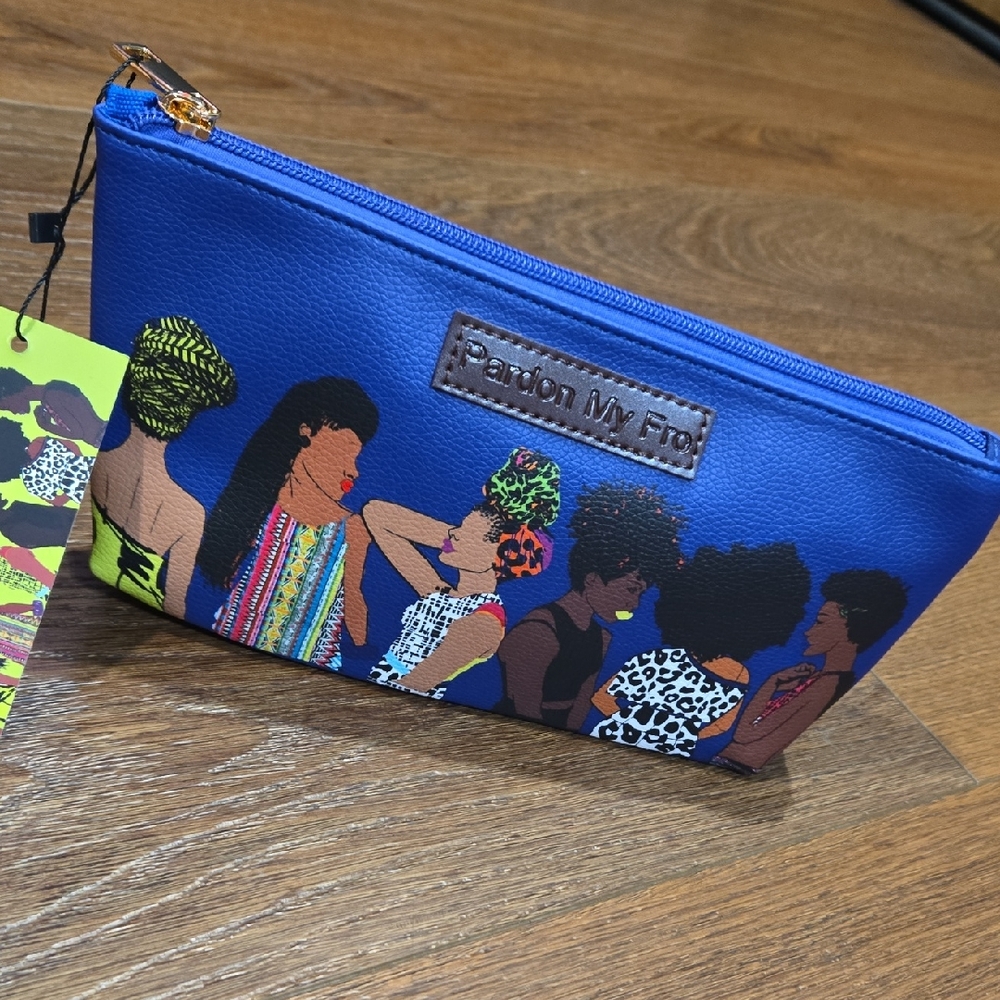 NWT PARDON MY FRO SQUAD BLUE COSMETIC BAG... #7700 - Picture 2 of 8